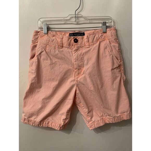 American Eagle Shorts Mens 32 Pink Peach Prep Fit Flat Front - Picture 1 of 13